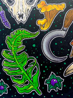 Forest Witch Original Artwork, mushroom art, witchy art, cottagecore art