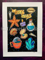 Sea Witch Aesthetic Original Artwork, witchy art, cottagecore art