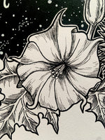 Datura Original Artwork | witchy wall art | occult decor | poisonous herbs | botanical illustration | gifts for witches | black and white
