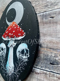 Eternal Life Acrylic Canvas | Mushroom Fungi Painting | Amanita Muscaria art | Witchy Skull Art | Gothic Home Decor | Occult Moon Wall Art