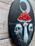 Eternal Life Acrylic Canvas | Mushroom Fungi Painting | Amanita Muscaria art | Witchy Skull Art | Gothic Home Decor | Occult Moon Wall Art