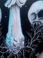 Eternal Life Acrylic Canvas | Mushroom Fungi Painting | Amanita Muscaria art | Witchy Skull Art | Gothic Home Decor | Occult Moon Wall Art